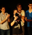 Siegesfeier beim Poetry Slam Erlangen im Juni 2015